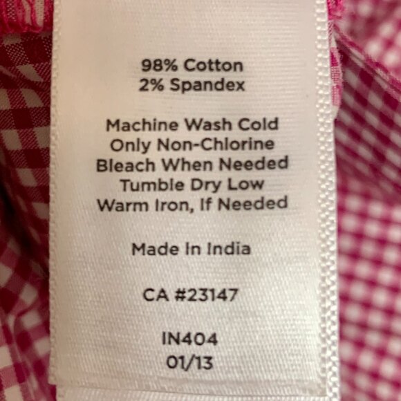 Women's Talbots Midi Sleeveless Pink White Gingham Shirt Dress Cotton Size 4P - Picture 3 of 7